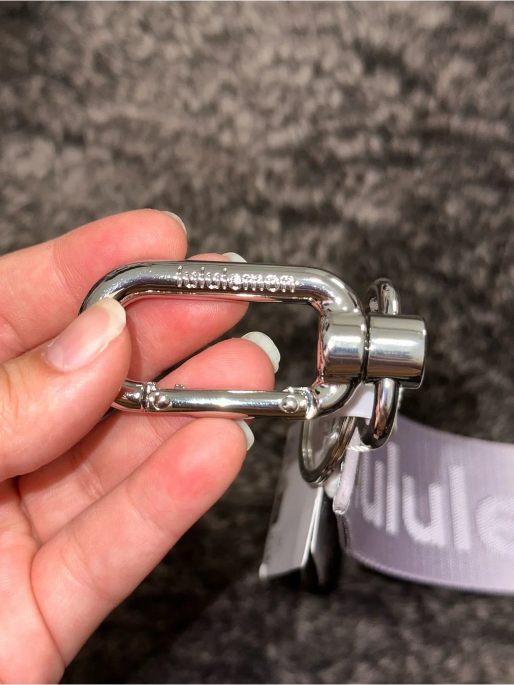NWT Lululemon Icy Taupe Diamond Silver Never Lost Keychain Reflective Effect